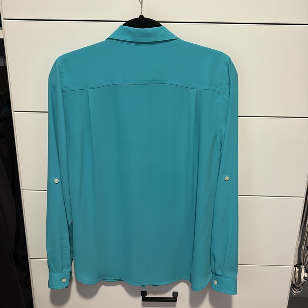 LOFT Teal Long Sleeve Shirt - Picture 3 of 3